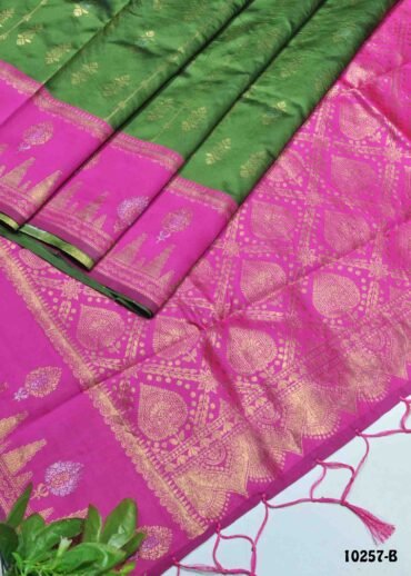 Saathvika - 10257-B  Green Color Traditional Wear Banaras Silk Saree CM1290709 (LR1D)