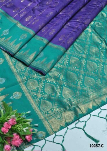 Saathvika - 10257-C  Violet Color Traditional Wear Banaras Silk Saree CM1290709 (LR1D)