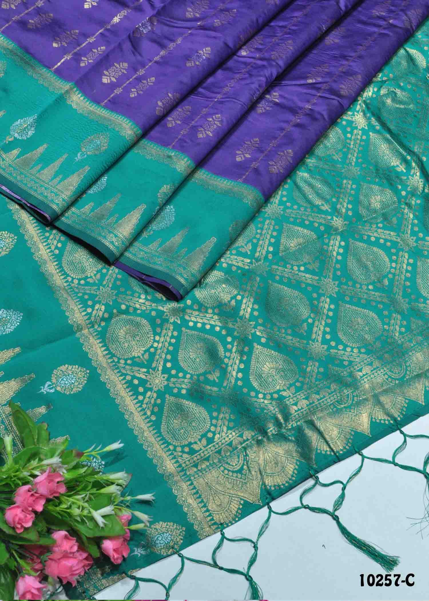 Saathvika - 10257-C  Violet Color Traditional Wear Banaras Silk Saree CM1290709 (LR1D)
