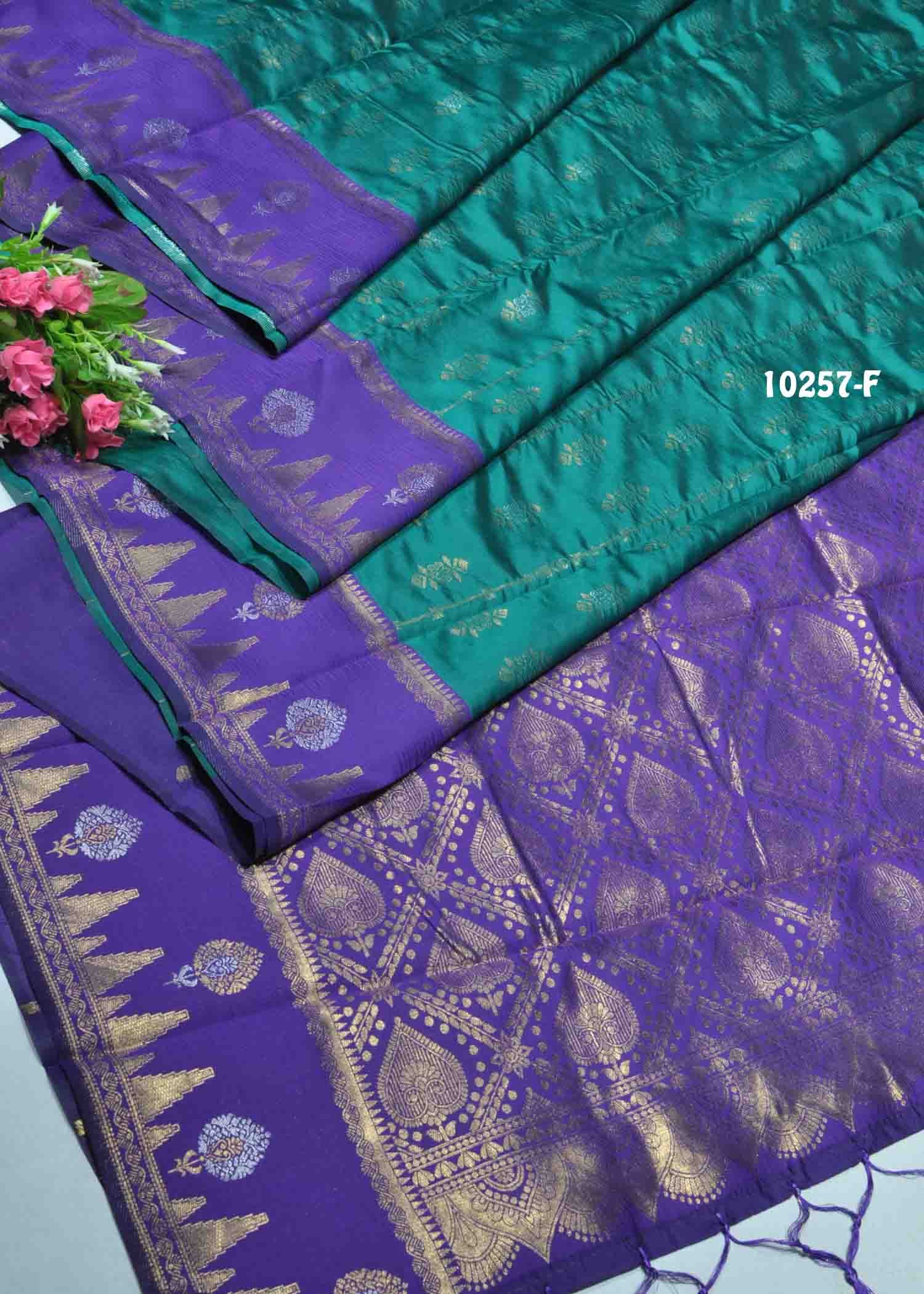 Saathvika - 10257-F PineGreen Color Traditional Wear Banaras Silk Saree CM1290709 (LR1D)