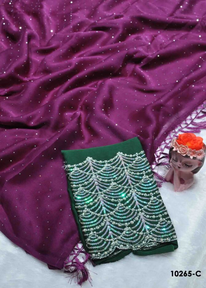 Thivitha -10265-C  PlumPurple Color New Arrival Georgette Chiffon Saree CM1297111 [RR8C]