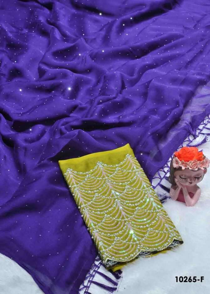 Thivitha -10265-F  DarkViolet Color New Arrival Georgette Chiffon Saree CM1297111 [RR8C]