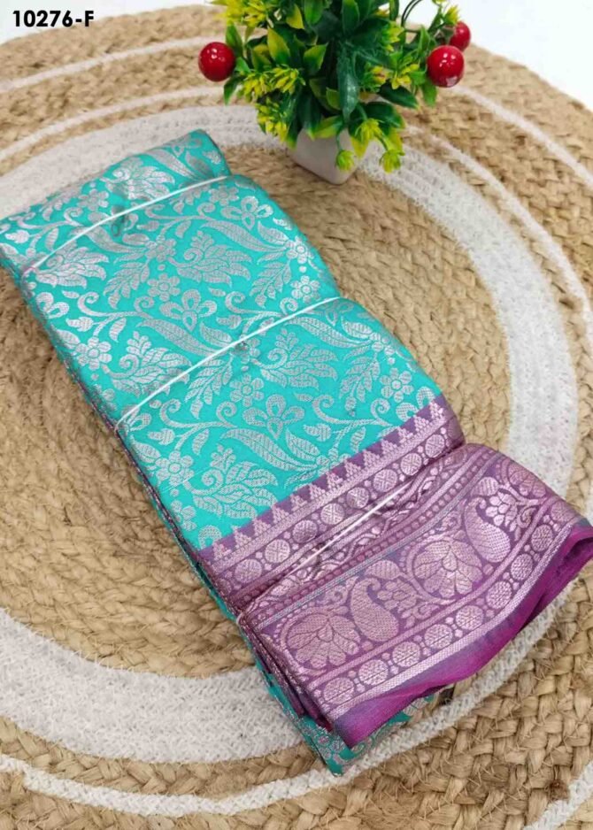 Asvitha - 10276-F  Cyan Color Excellent Lichi Silk Saree CM1284495 (RR2B)