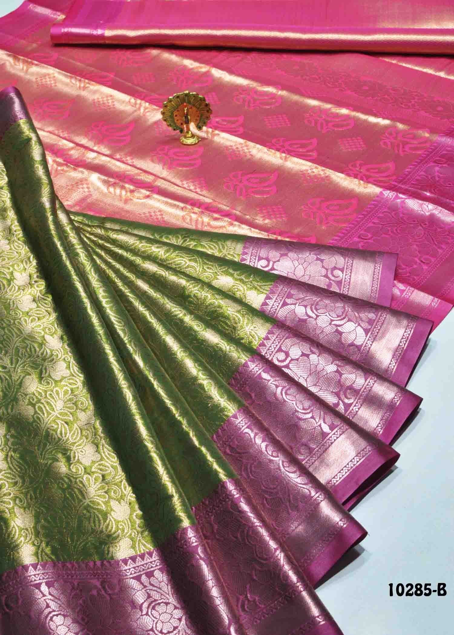 Jaashritha- 10285-B FernGreen Color Excellent Look Tissue Silk Saree CM1308532 (LR1E)