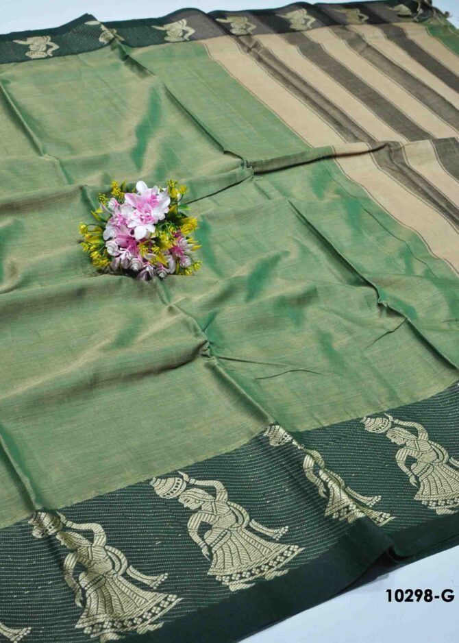 Tejasvitha -10298-G   BasilGreen Color Narayanpet Handloom Cotton Saree CM1302941 [LR13C]