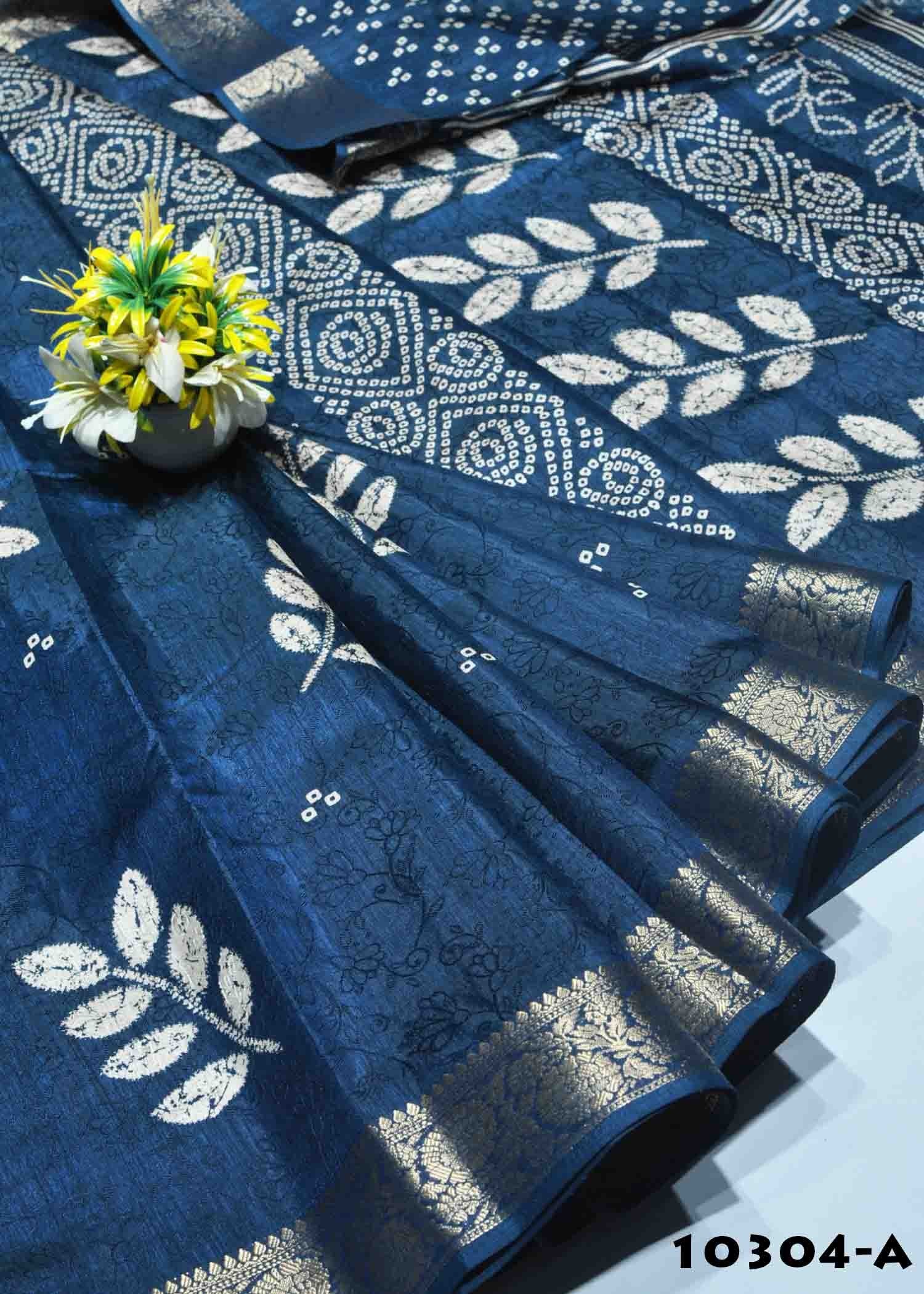 Reena -10304-A Space Blue Color Rich Look Raw Silk Saree CM1297576 (LR3B)