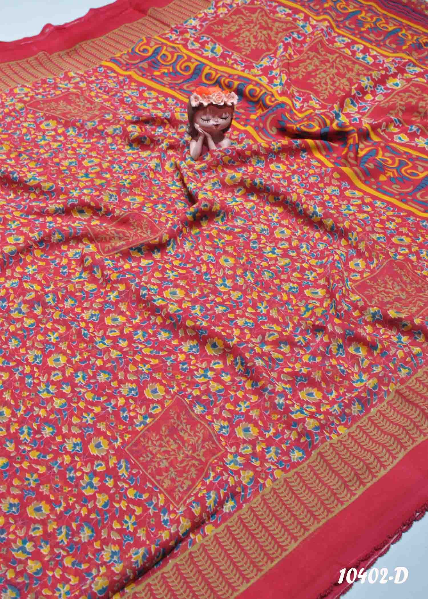 Vrudha - 10402-D Pink Color Roll Chiffon Saree CM1301234 (LR12C)