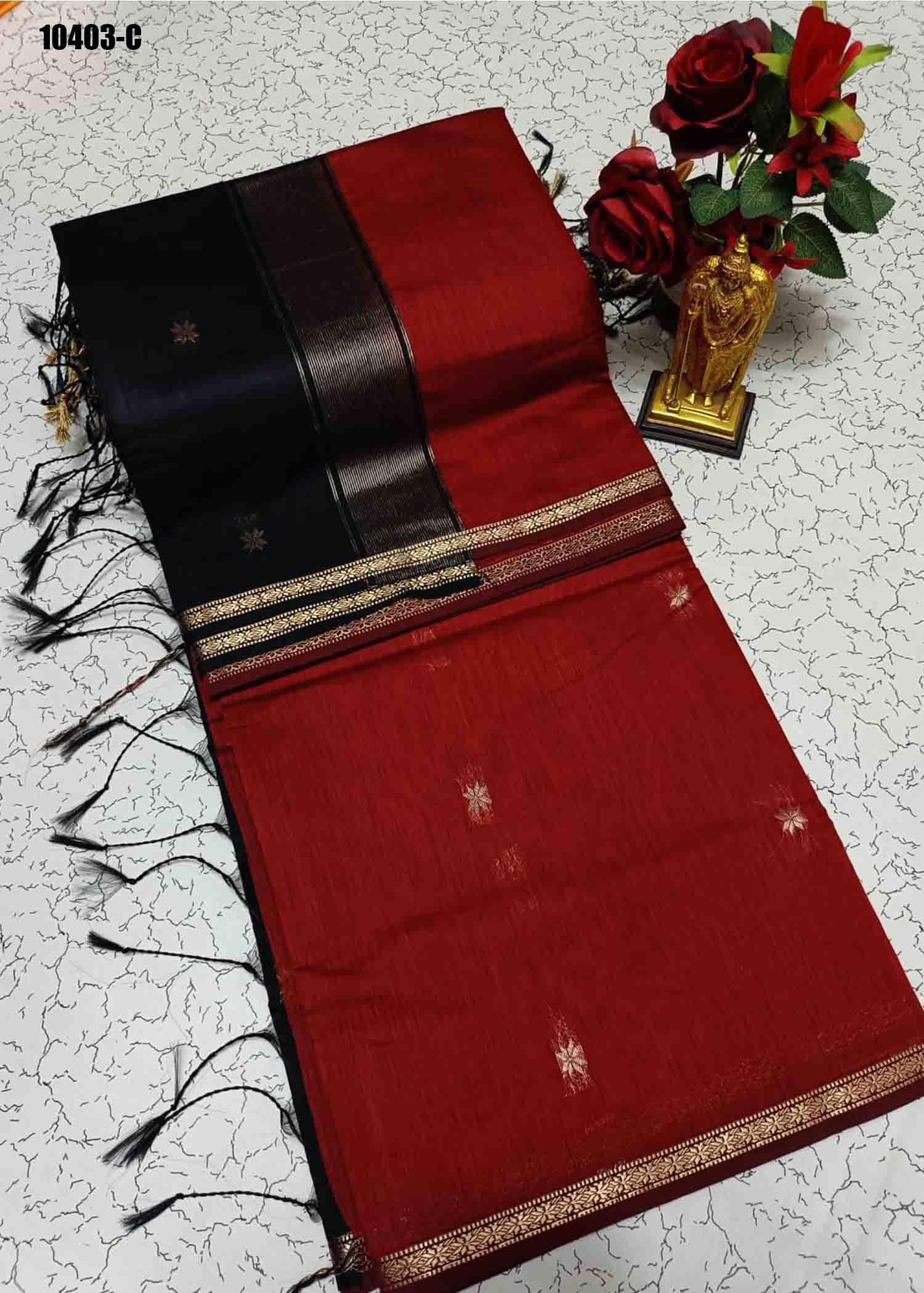Yashvanthika - 10403-C Maroon Color Elegant Maheshwari Silk Cotton Saree CM1308174 (LR13C)
