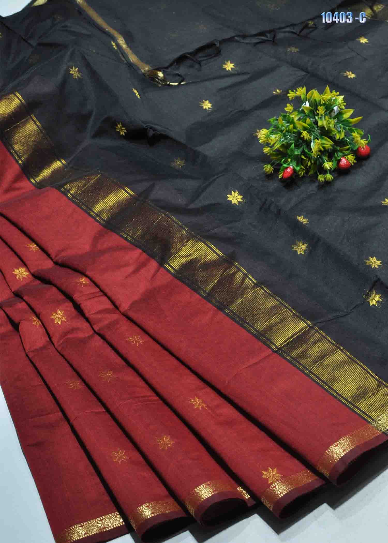 Yashvanthika - 10403-C Maroon Color Elegant Maheshwari Silk Cotton Saree CM1308174 (LR13C)