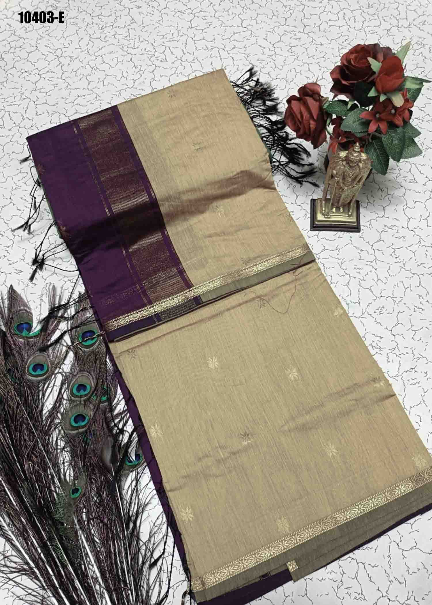 Yashvanthika - 10403-E Tan Color Elegant Maheshwari Silk Cotton Saree CM1308174 (LR13C)