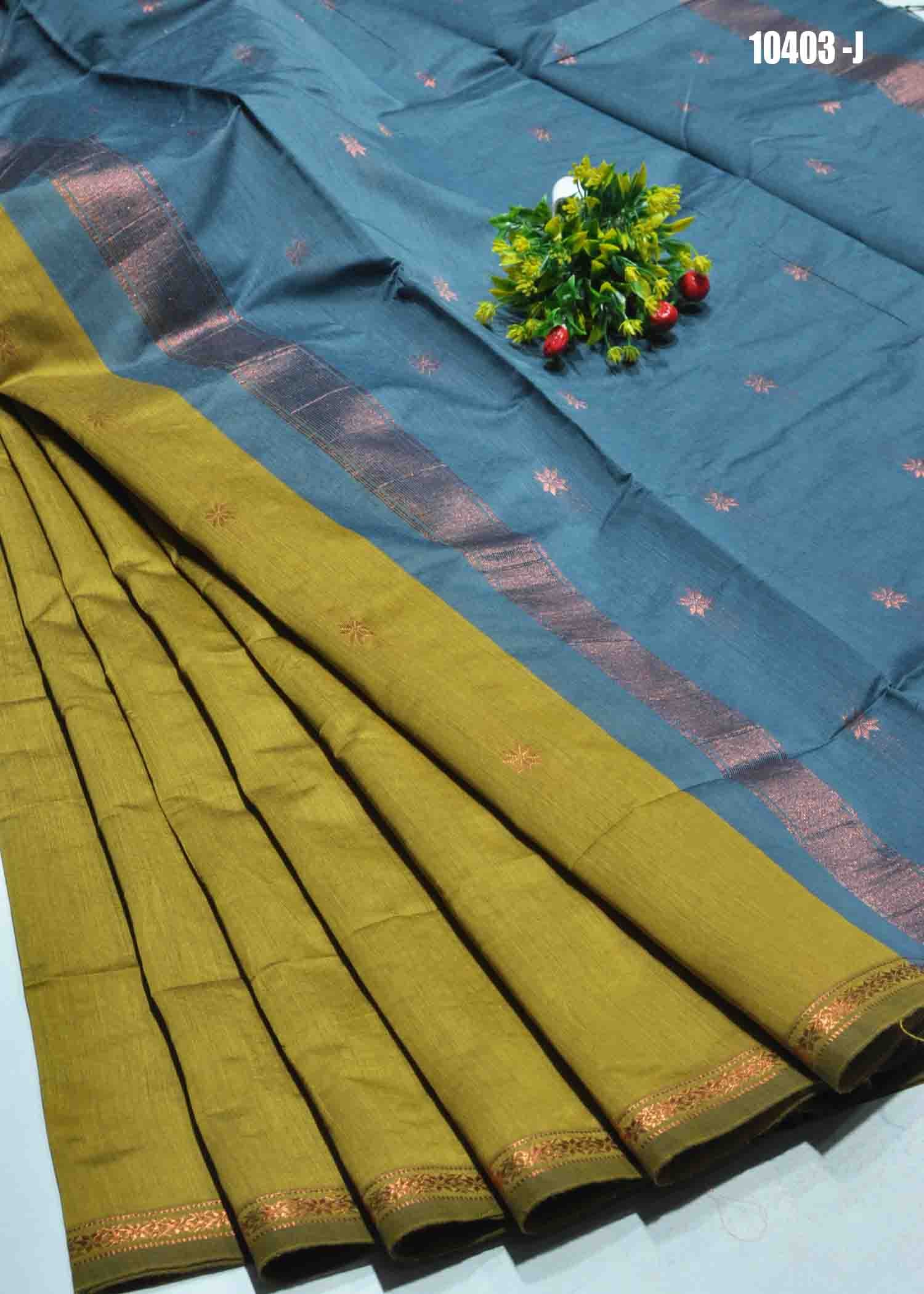 Yashvanthika - 10403-J TeaGreen Color Elegant Maheshwari Silk Cotton Saree CM1308174 (LR13C)