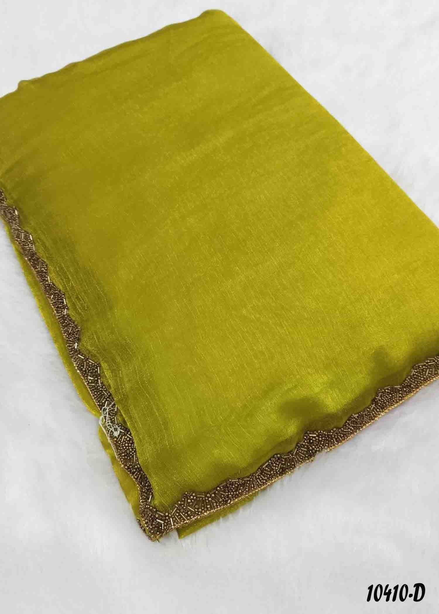 Arunya - 10410-D PearGreen Color Beautiful Plain Space Silk Saree CM1305855 (LR8D)