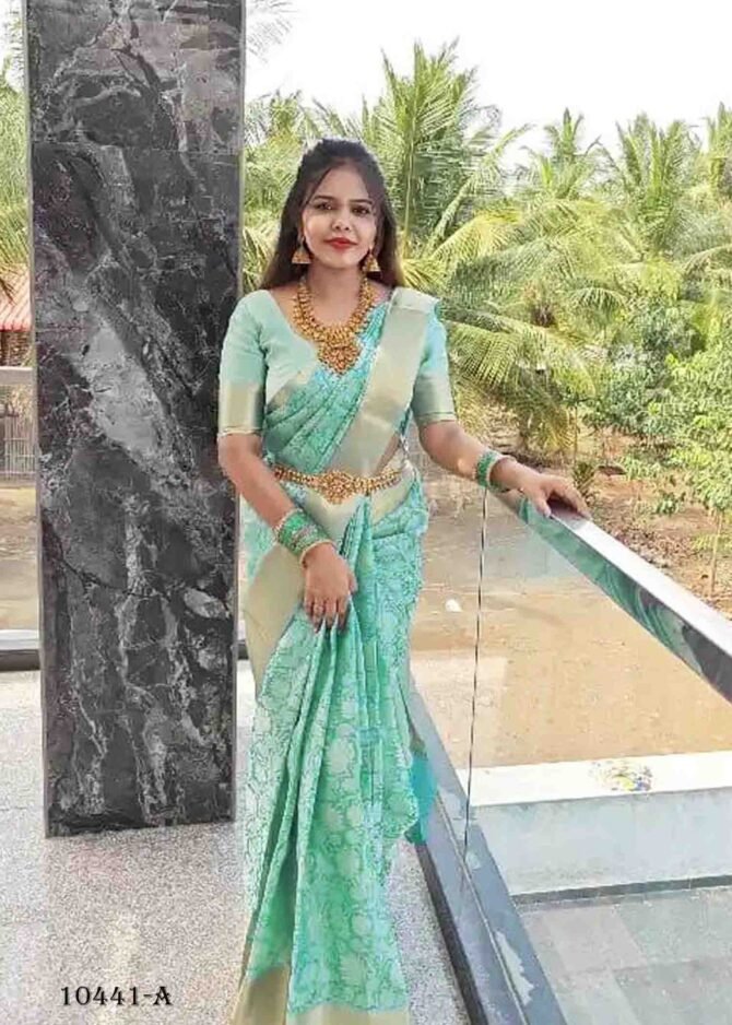 Nita -10441-A  Cyan Color Nita Ambani Inspired Tissue Banaras Saree  CM1298841 (RR1C)