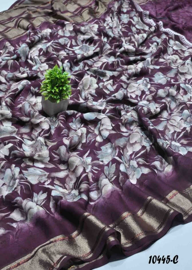 Navamalli - 10445-C Purple Color Floral Print Georgette Saree CM1306122 (LR9D)