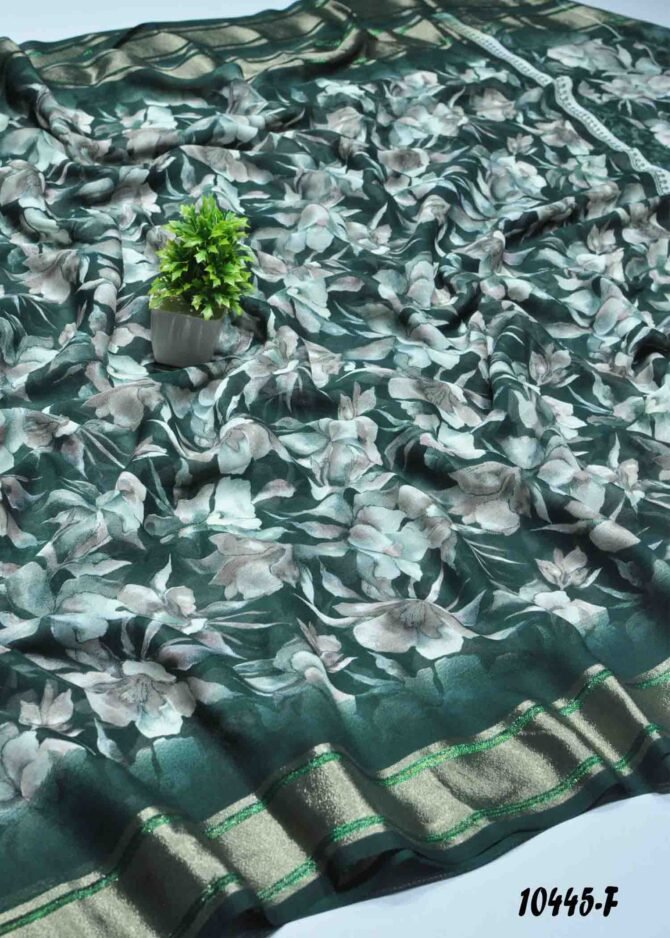 Navamalli - 10445-F Green Color Floral Print Georgette Saree CM1306122 (LR9D)