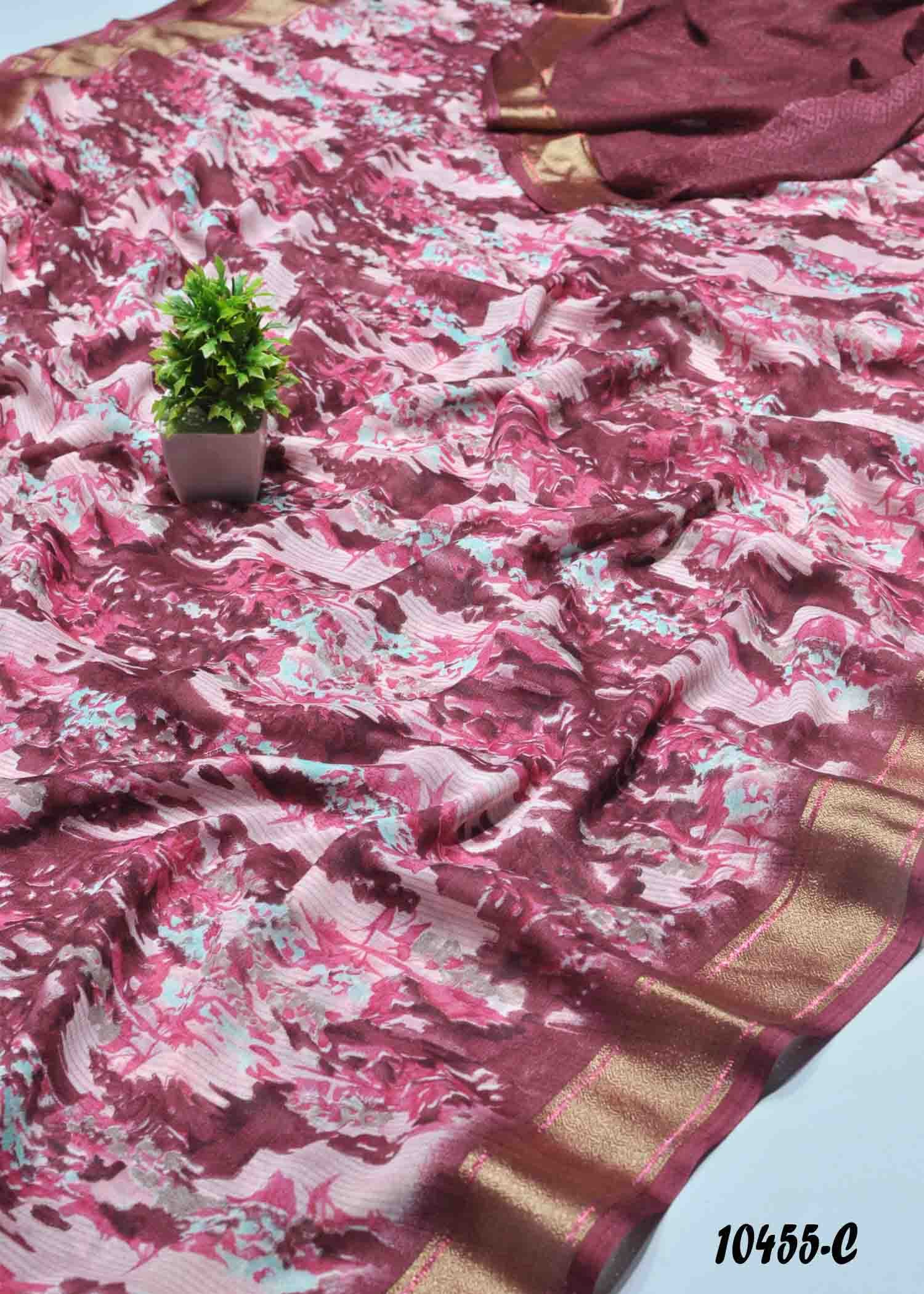 Navasmita - 10455-C  DamsonPurple Color Floral Print Georgette Saree CM1306122 (LR9D)