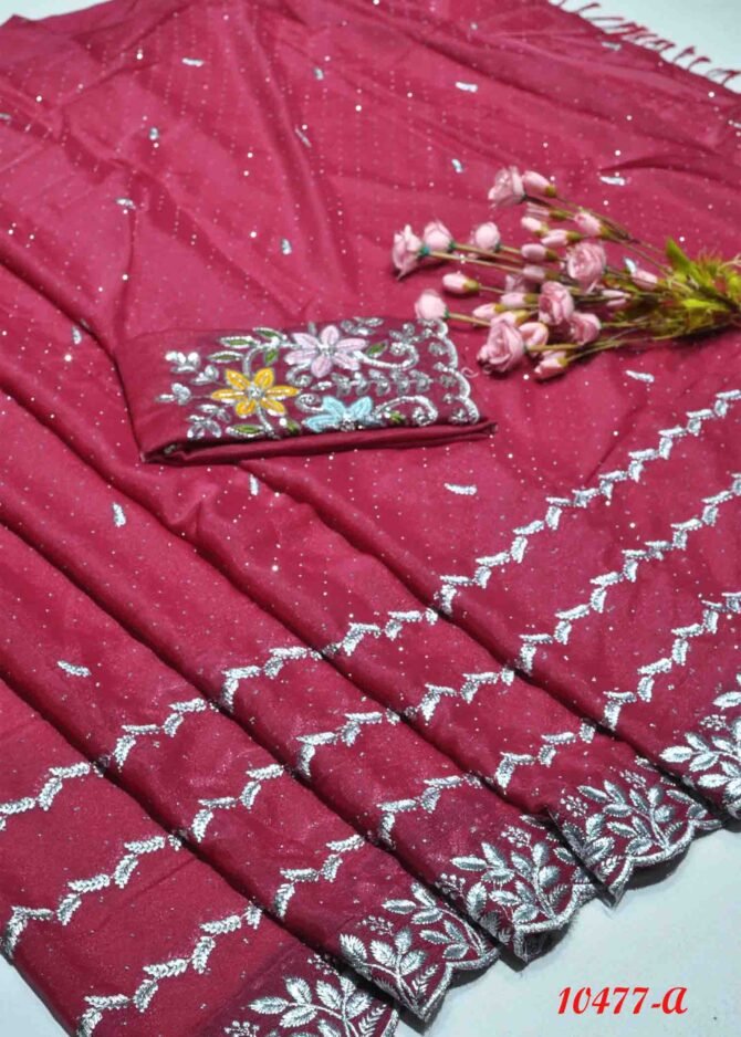 Siddhika -10477-A  CherryRed Color New Arrival Vichithra Silk Saree CM1277140 [RR8B]