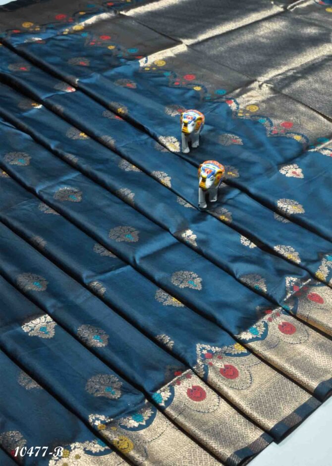 Shivanjali - 10477-B  Oxfordblue Color Beautiful Banarasi Silk Saree CM1280031 (LR1C)