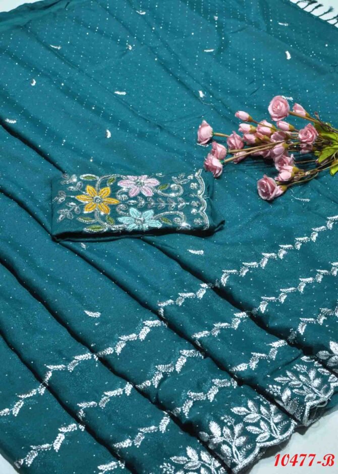 Siddhika -10477-B  PineGreen Color New Arrival Vichithra Silk Saree CM1277140 [RR8B]