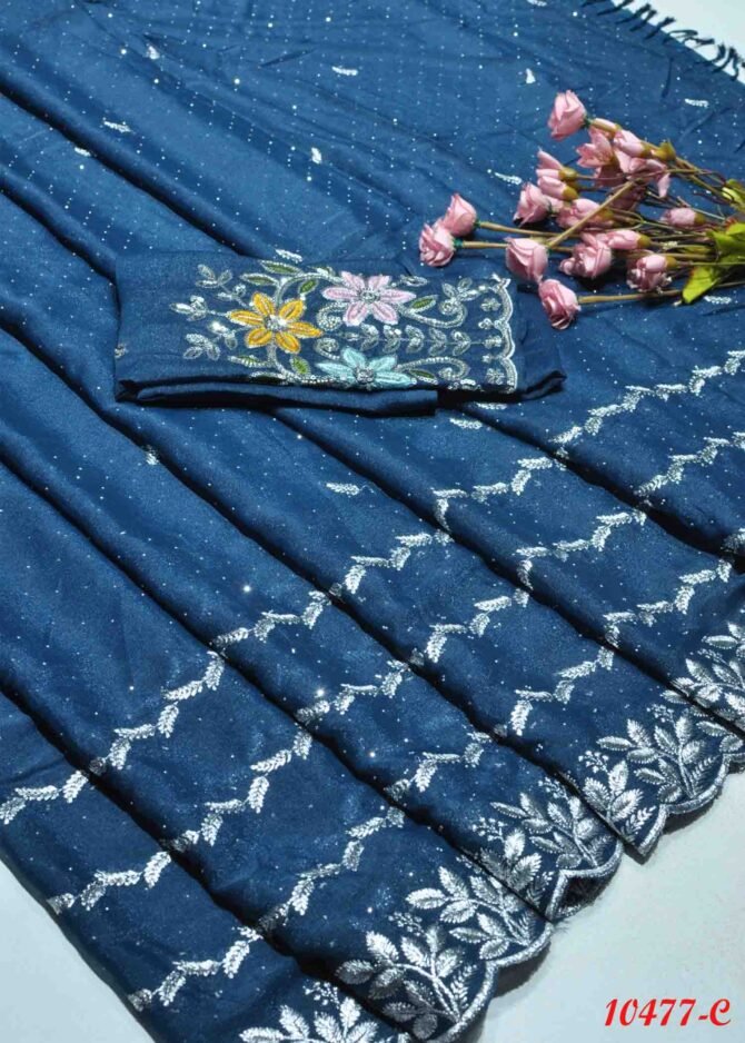 Siddhika -10477-C  AirforceBlue Color New Arrival Vichithra Silk Saree CM1277140 [RR8B]