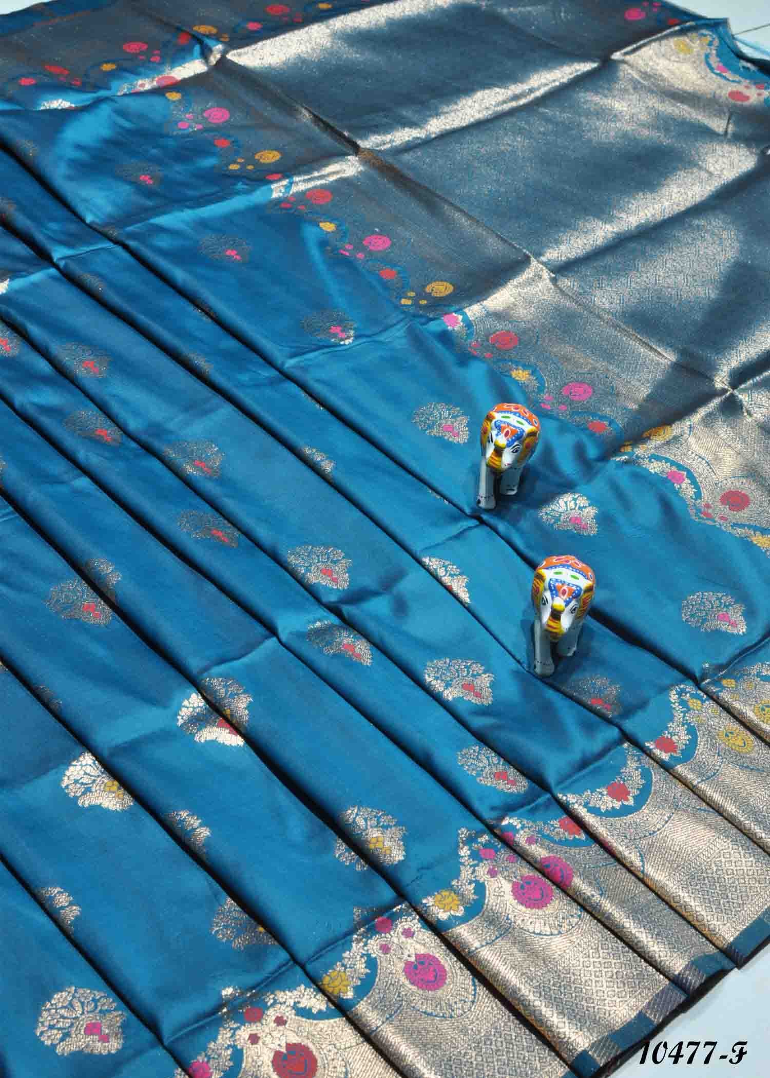 Shivanjali - 10477-F  PeacockBlue Color Beautiful Banarasi Silk Saree CM1280031 (LR1C)
