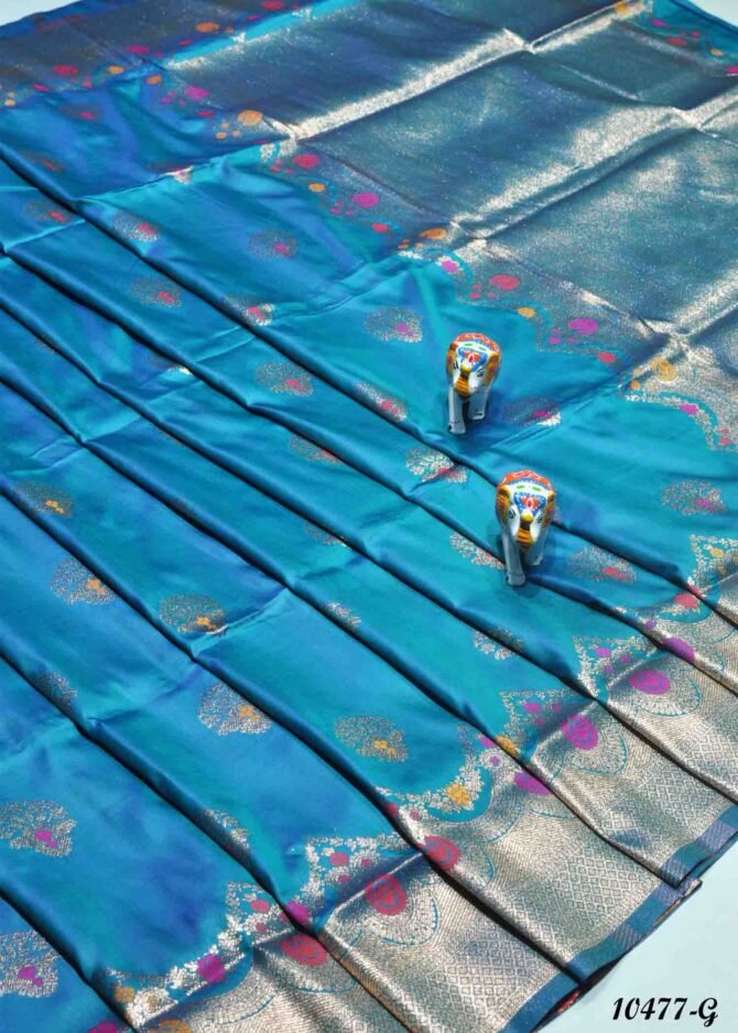 Shivanjali - 10477-G  PacificBlue Color Beautiful Banarasi Silk Saree CM1280031 (LR1C)