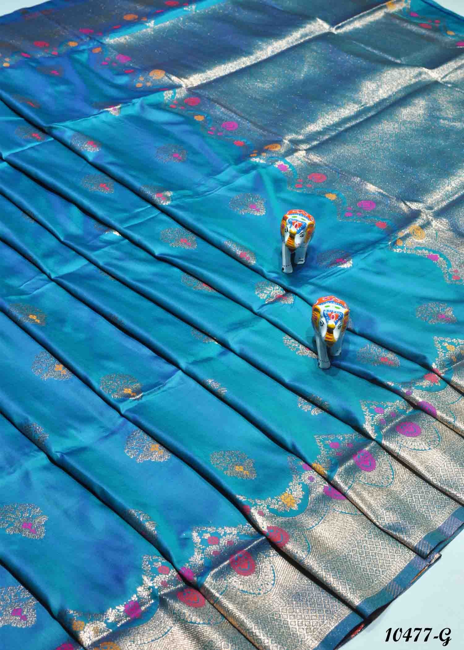Shivanjali - 10477-G  PacificBlue Color Beautiful Banarasi Silk Saree CM1280031 (LR1C)
