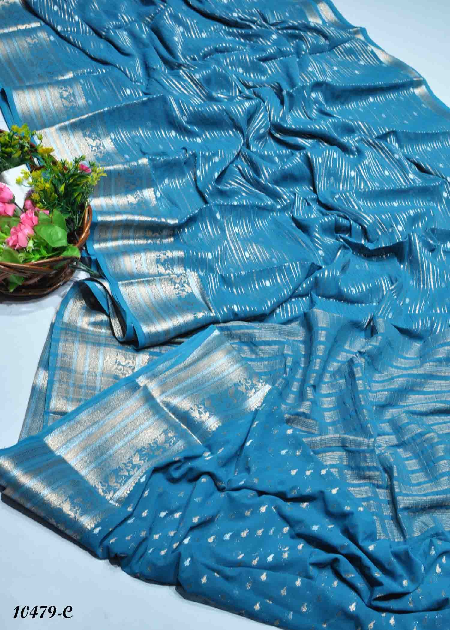 Gajara - 10479-C SkyBlue Color Excellent Crepe Silk Saree CM1283179 (LR2C)