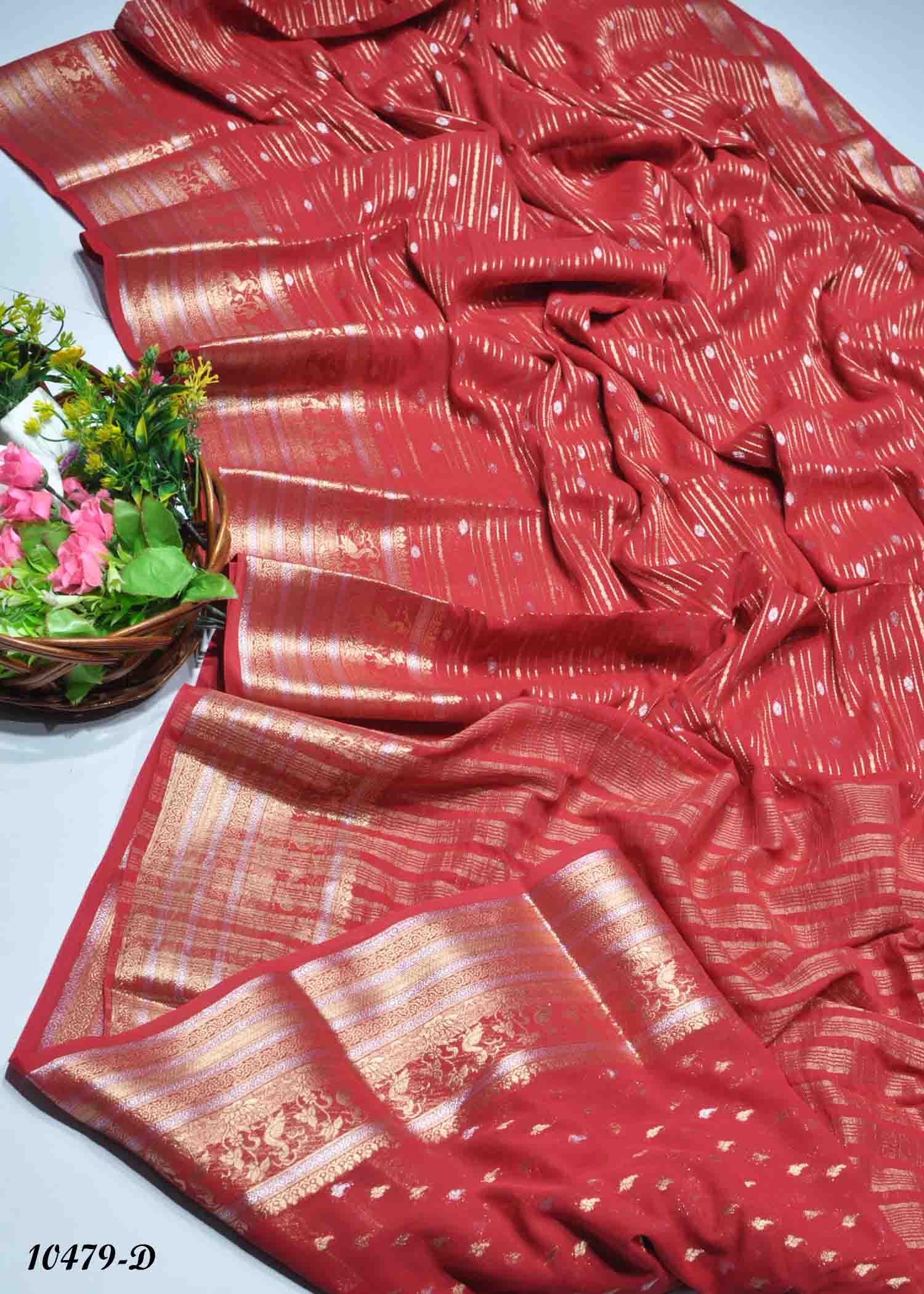 Gajara - 10479-D Red Color Excellent Crepe Silk Saree CM1283179 (LR2C)