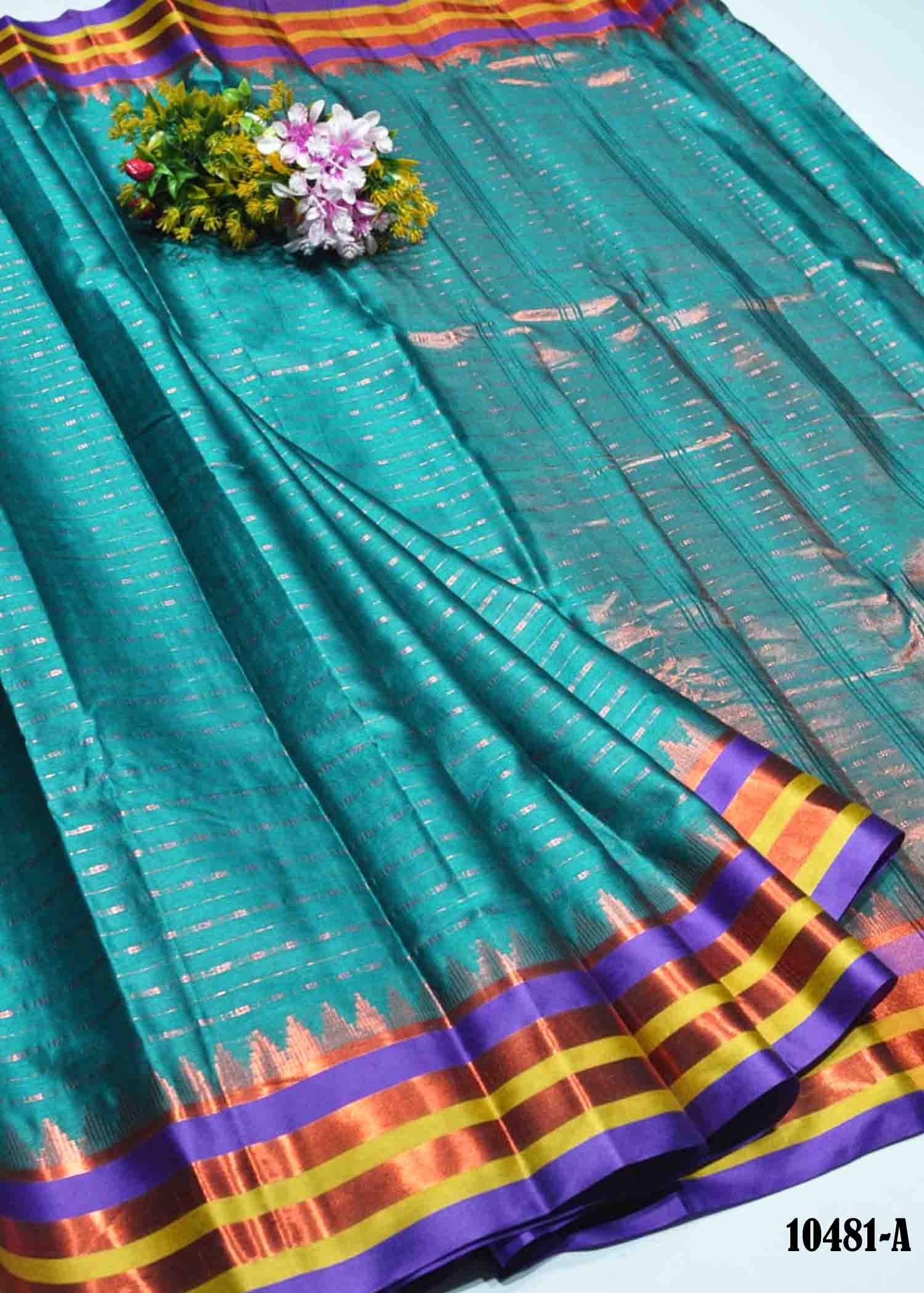 Roop Sundari - 10481-A  PineBlue Color Fancy Banaras Saree CM1294583 (LR2D)