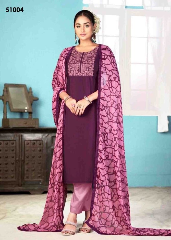 Vishnu Dermy Cool Vol-24 -51004  DarkPurple Color Roman Silk Salwar Material CM1301987 (RR1E)