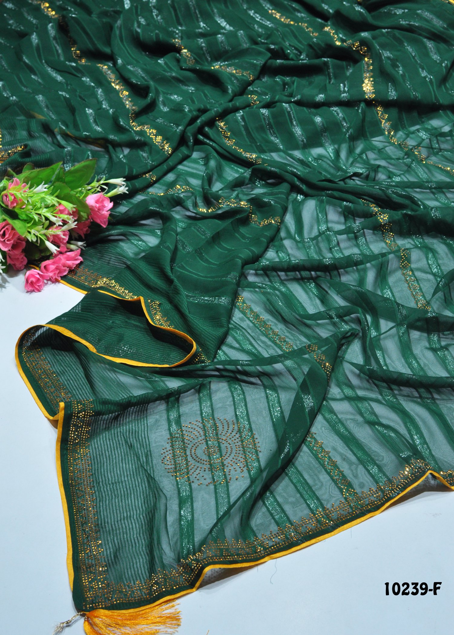 Nandita - 10239-F DarkGreen Color Excellnet Soft Chiffon Saree CM1306566 (LR10D)