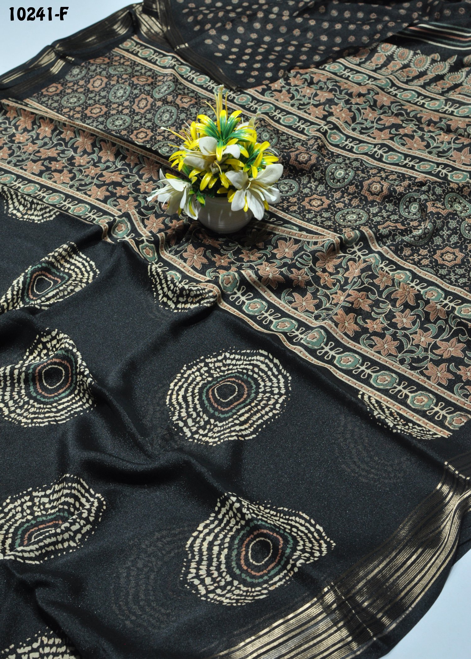 Abisri -10241-F Black Color Pure Marsh Mallow Silk Saree CM1297586 (LR3D)