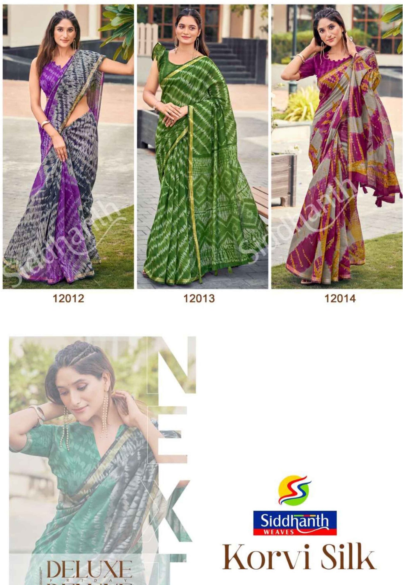 Siddhanth Weaves - KORVI SILK Leheriya Malai Cotton Saree CM1307363 (LR4E)