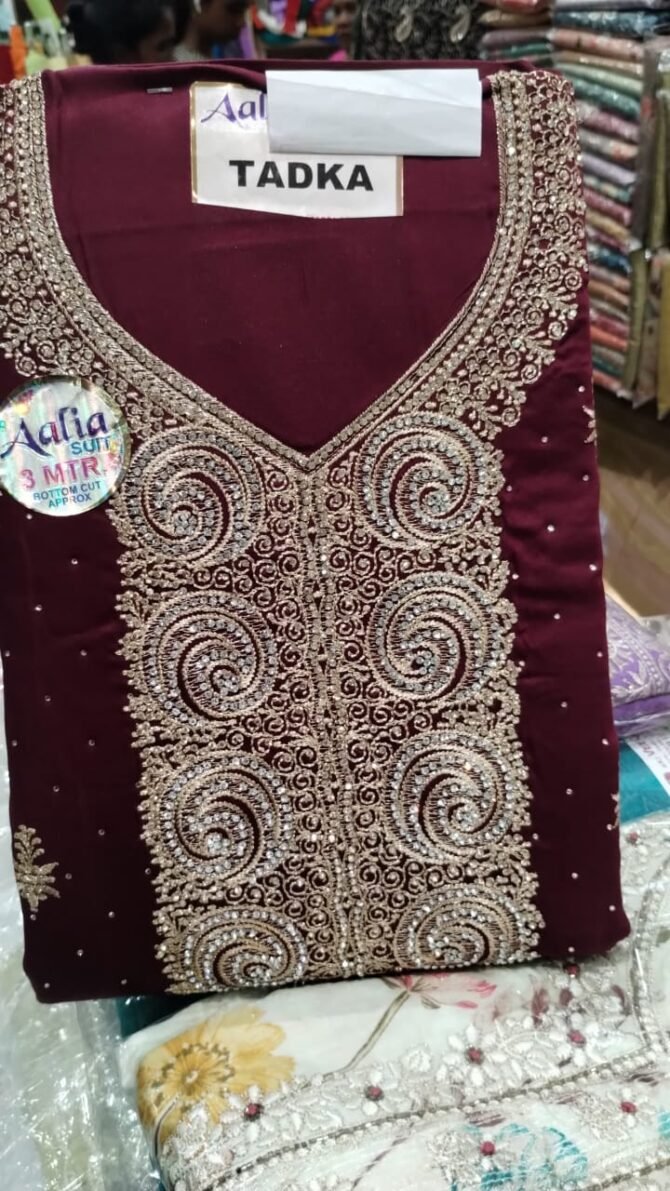 Aalia Tadka 01290-A purple color emb work cotton salwar materials CM1289217
