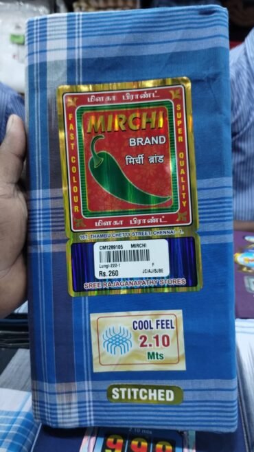 Mirchi 10260-A Blue color cotton lungi CM1289105
