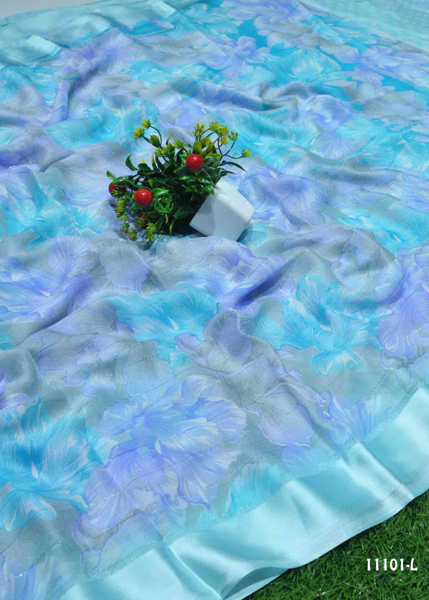 Vinothika - 11101-L SkyBlue Color Moss Chiffon Saree CM1301151 (LR9C)