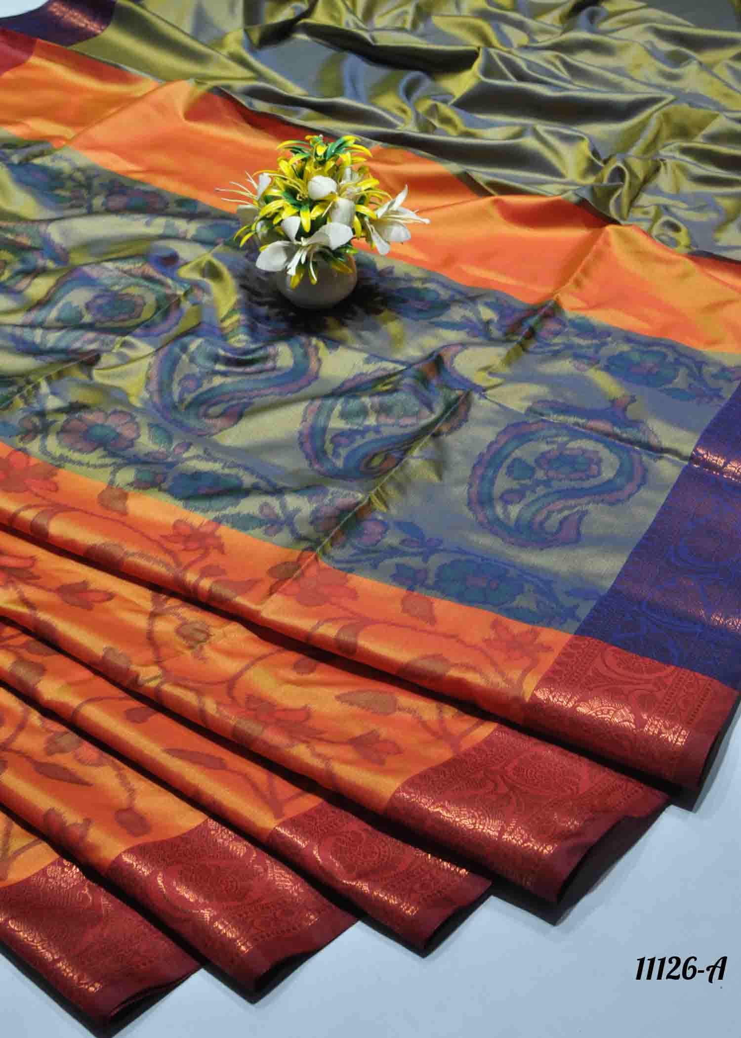 Vyanka -11126-A Amber Orange Color Traditional Look Semi-Soft Silk Saree CM1315564 (LR1C)