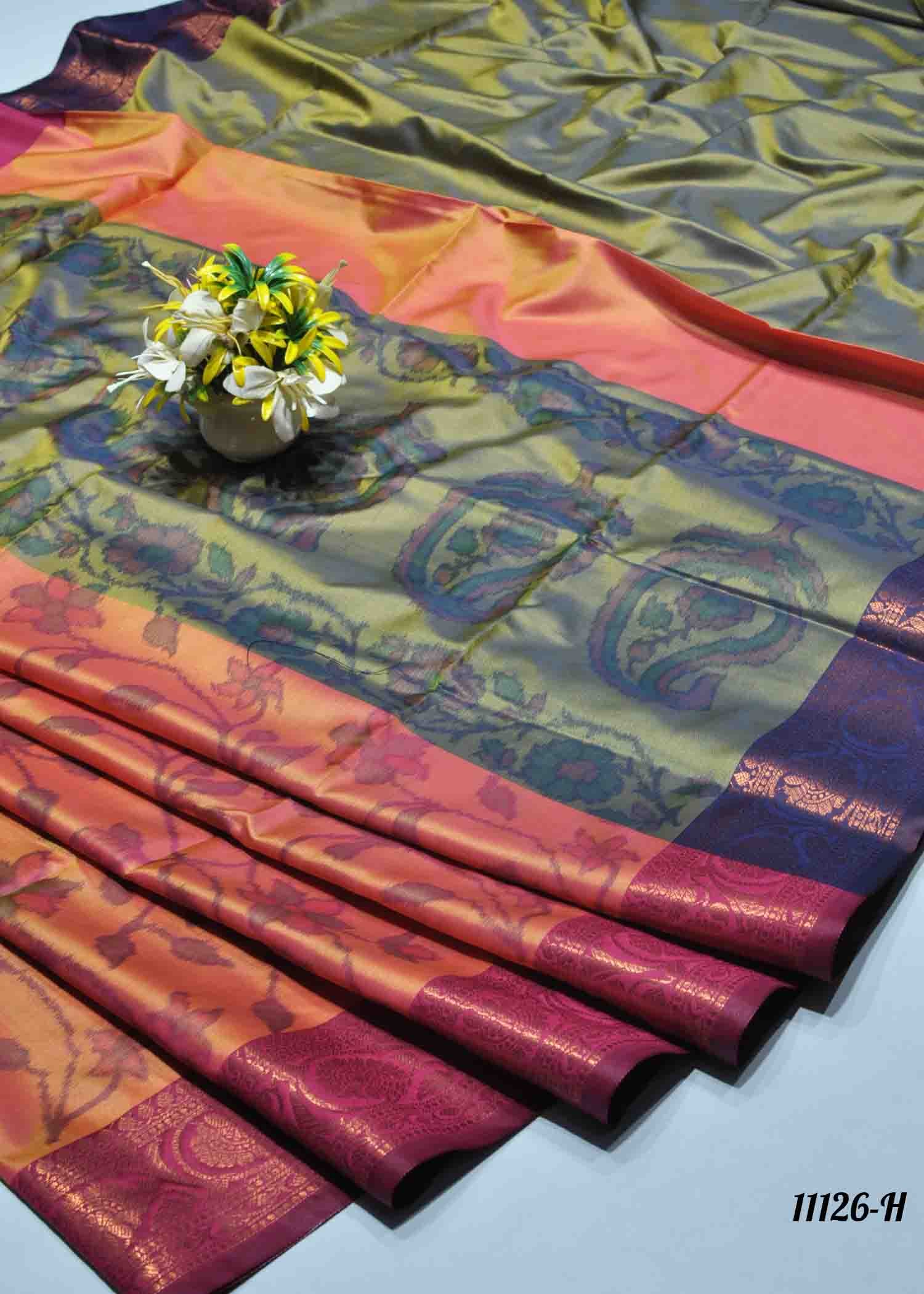 Magizhi -11126-H SalmonPeach Color Traditional Look Semi-Soft Silk Saree CM1315564 (LR1C)