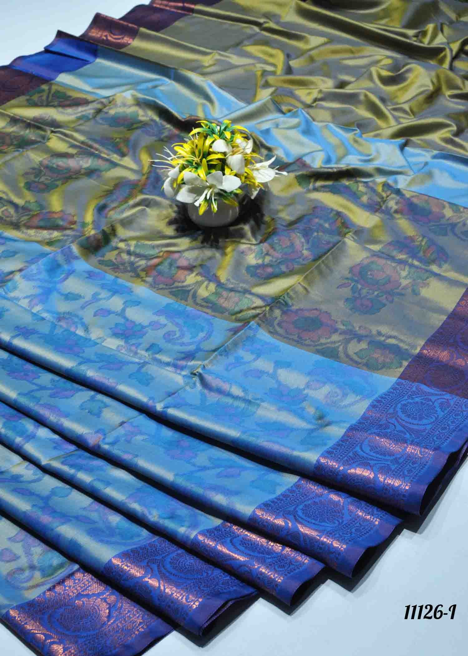 Magizhi -11126-I PacificBlue Color Traditional Look Semi-Soft Silk Saree CM1315564 (LR1C)