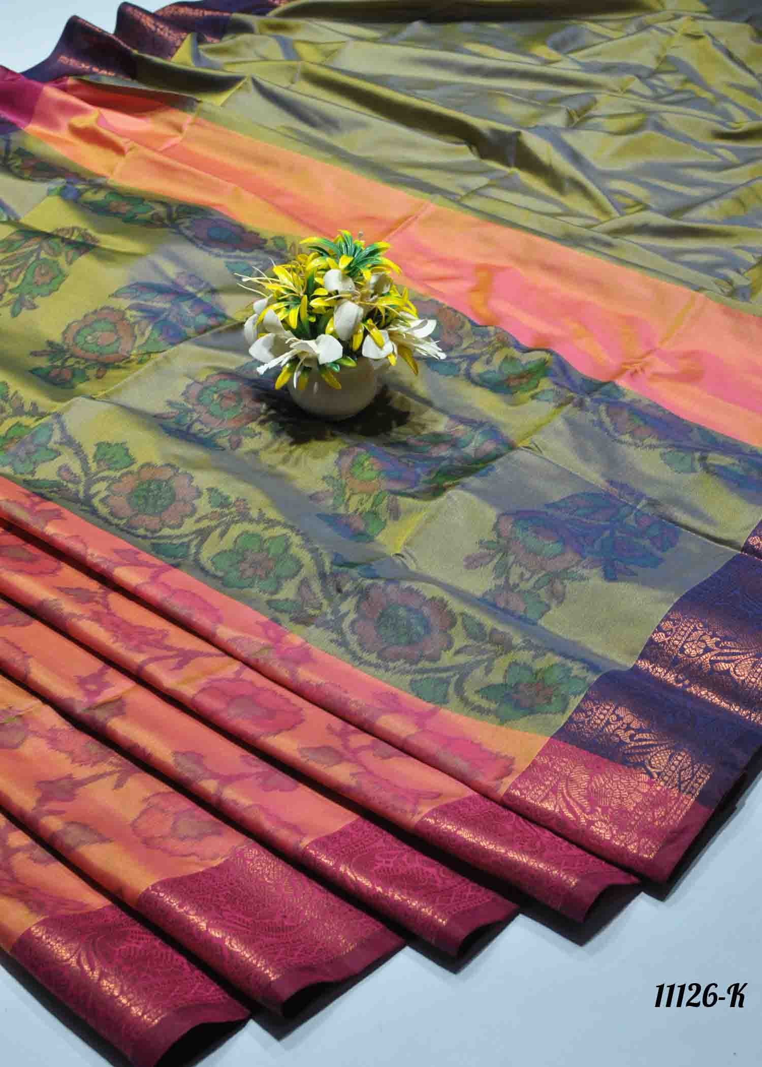 Magizhi -11126-K SalmonPeach Color Traditional Look Semi-Soft Silk Saree CM1315564 (LR1C)
