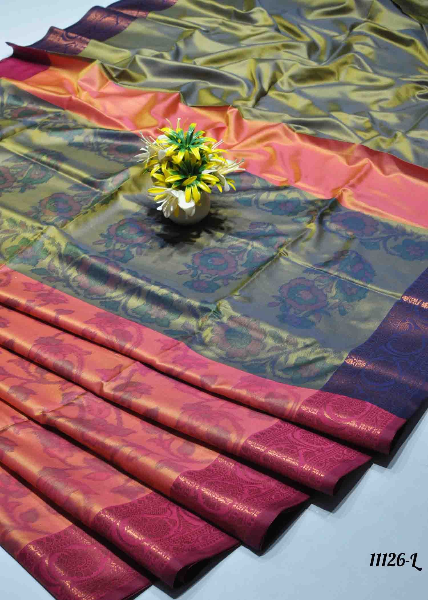 Magizhi -11126-L SalmonPeach Color Traditional Look Semi-Soft Silk Saree CM1315564 (LR1C)
