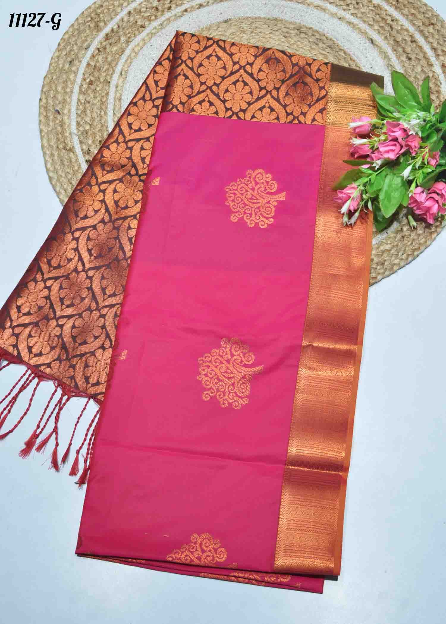 Venba -11127-G HotPink Color Traditional Look Semi-Soft Silk Saree CM1316900 (LR1D)