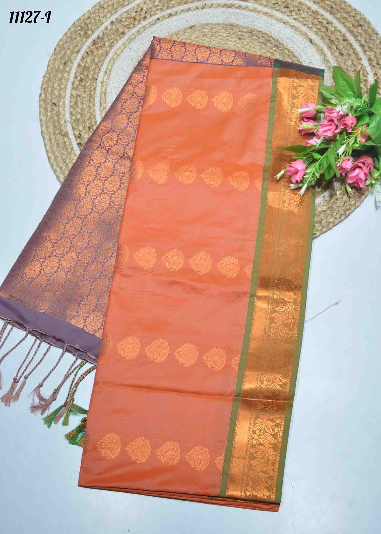 Venba -11127-I SalmonOrange Color Traditional Look Semi-Soft Silk Saree CM1316900 (LR1D)