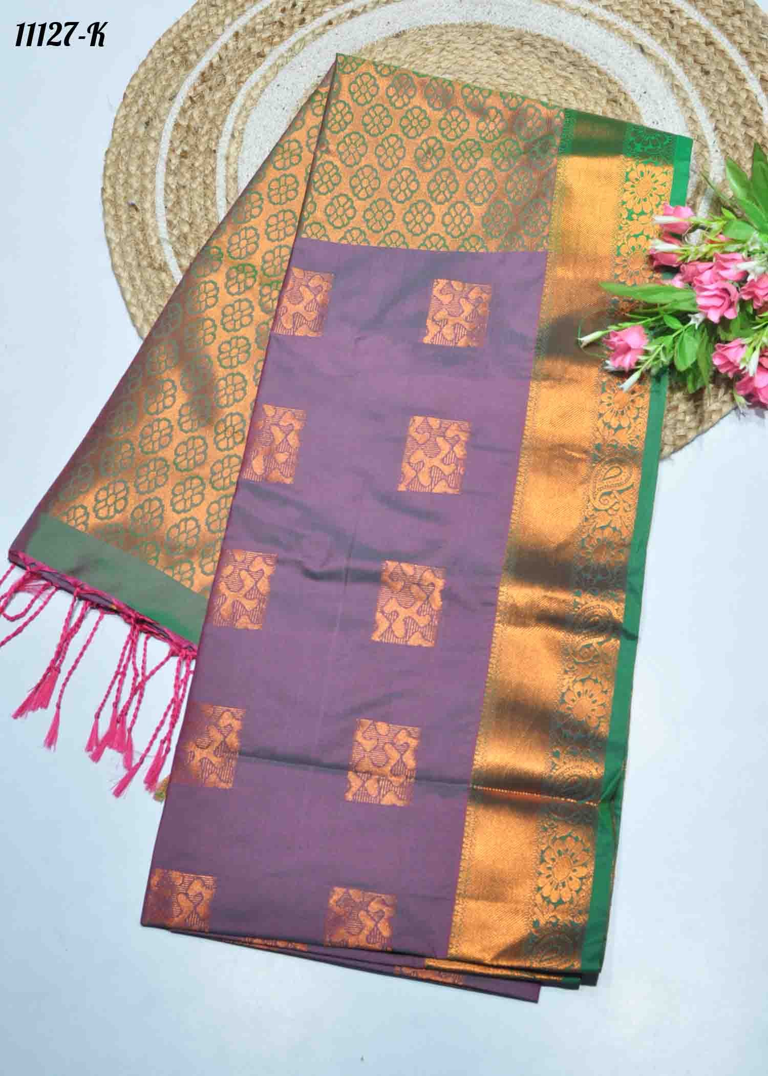 Venba -11127-K PansyPurple Color Traditional Look Semi-Soft Silk Saree CM1316900 (LR1D)