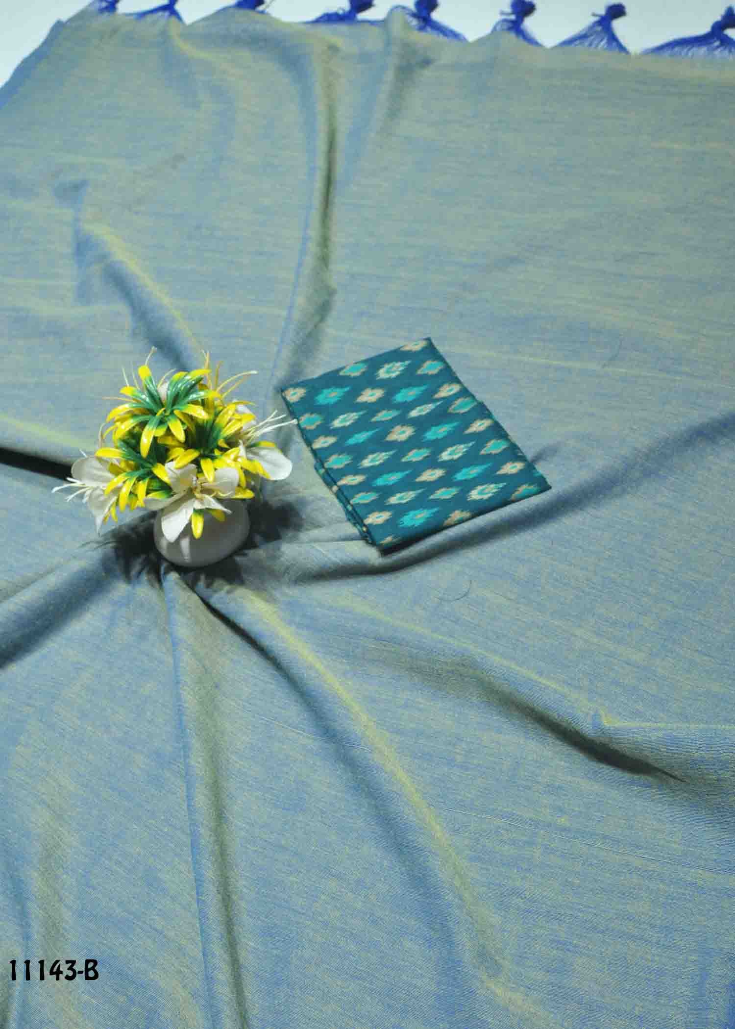 Amika -11143-B CelesteBlue Color Handloom Cotton Saree CM1312974 (LR7C)