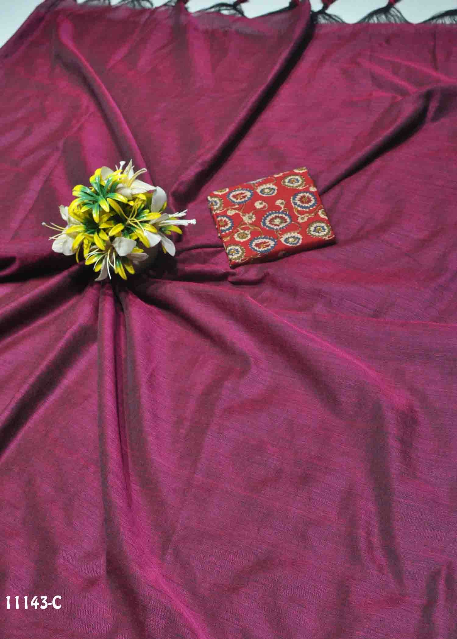 Amika -11143-C DarkPink Color Handloom Cotton Saree CM1312974 (LR7C)