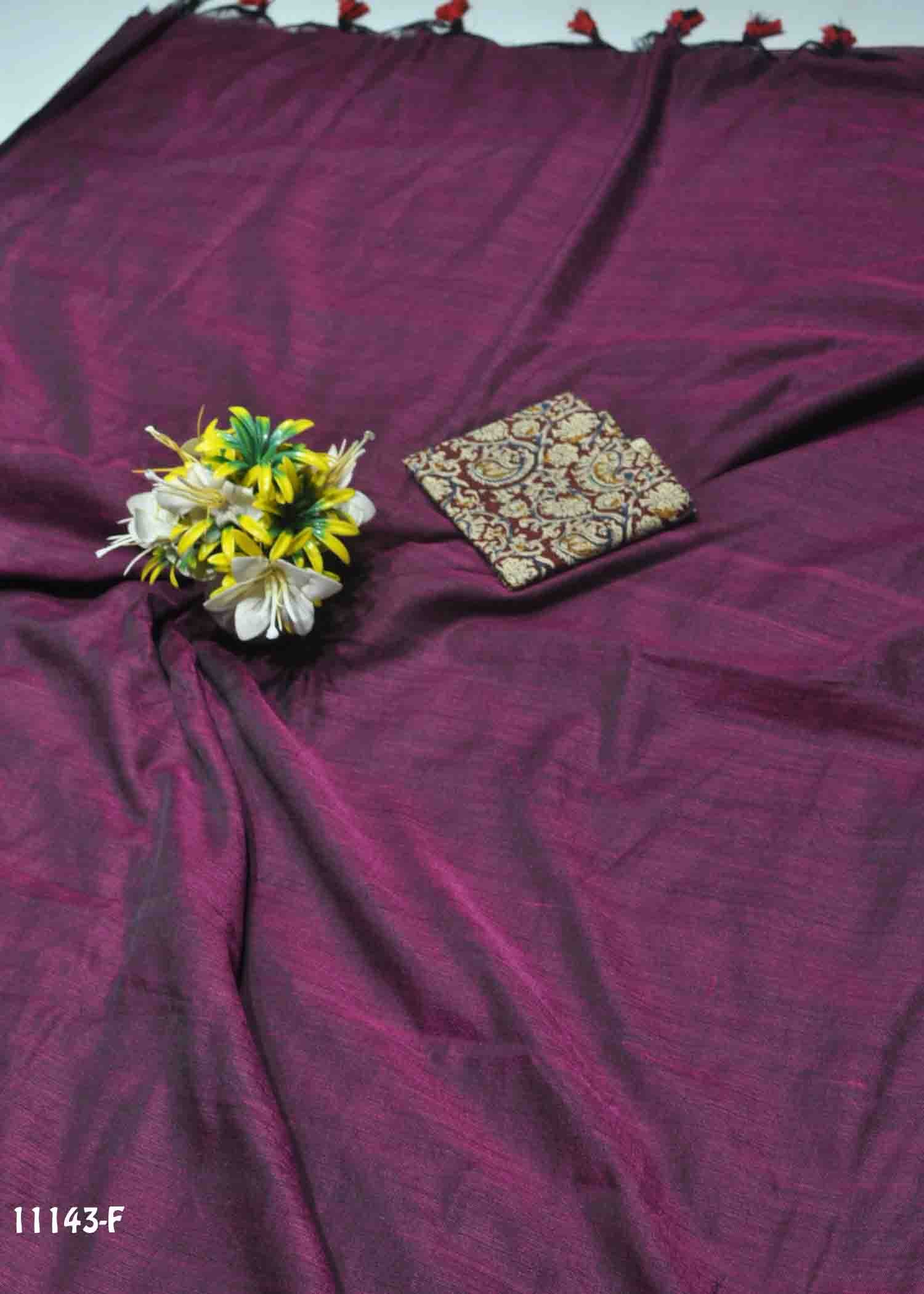 Amika -11143-F PlumPurple Color Handloom Cotton Saree CM1312974 (LR7C)