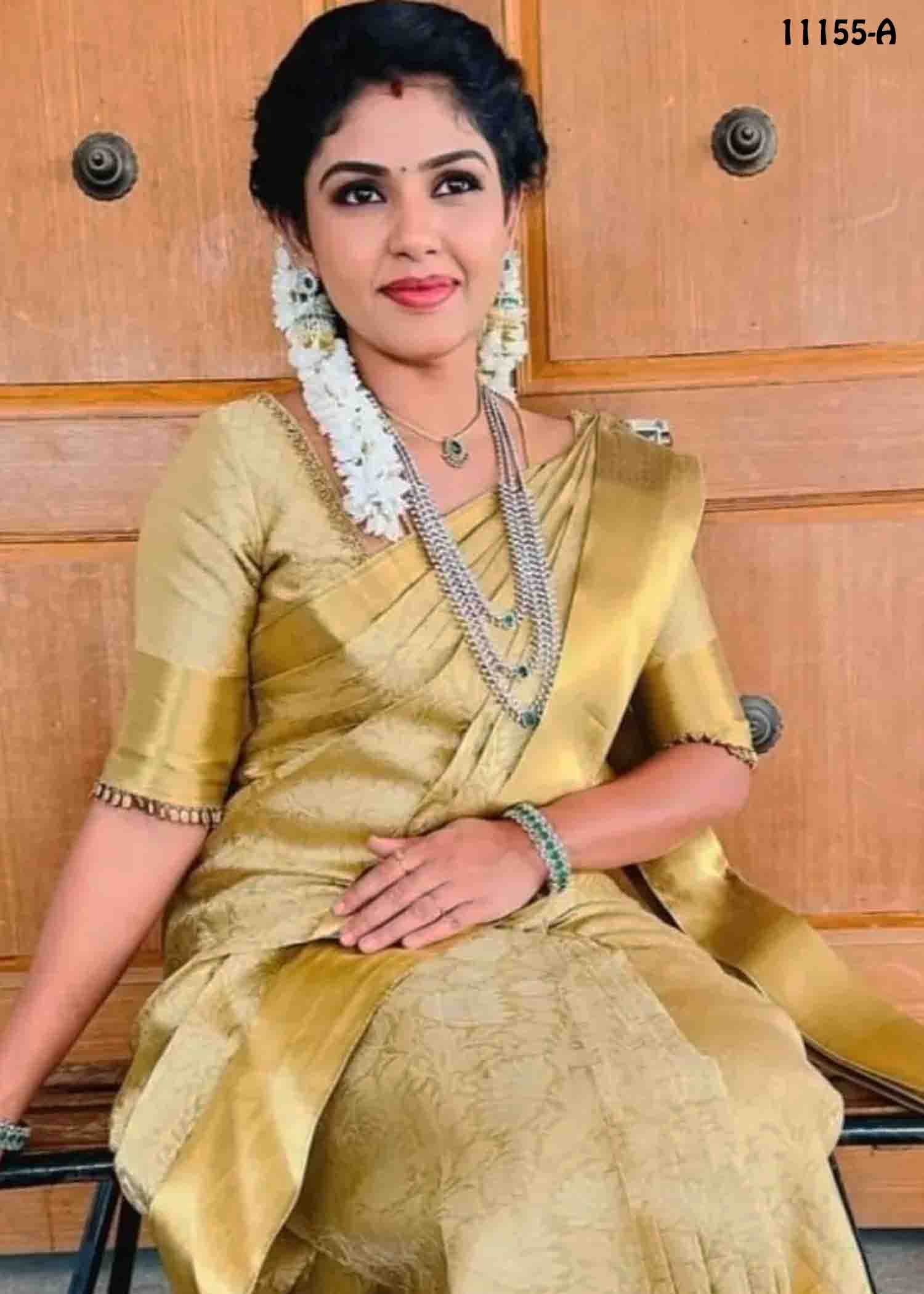 Meena - 11155-A Nita Ambani Inspired Golden Tissue Silk Saree CM1315563