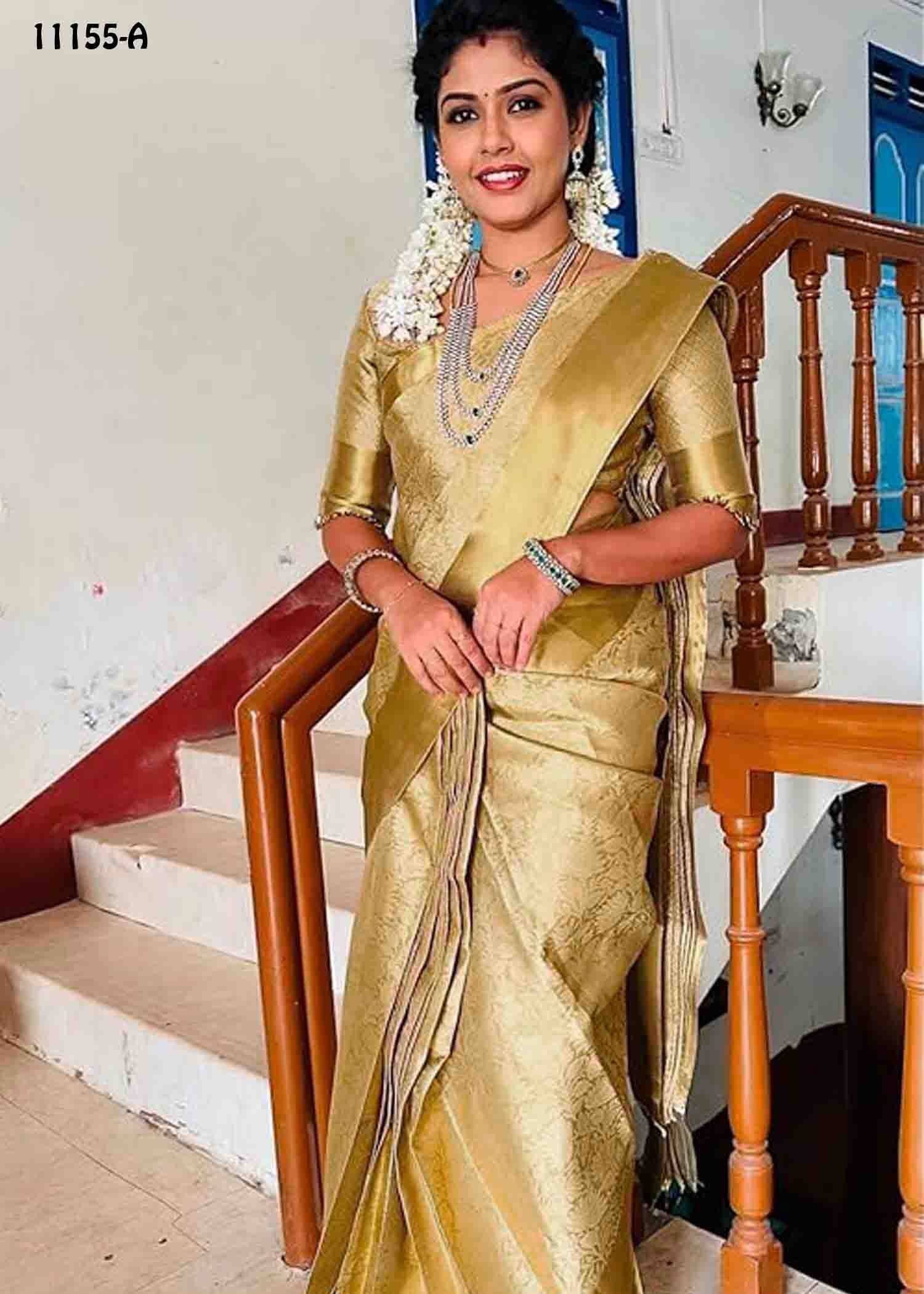 Meena - 11155-A Nita Ambani Inspired Golden Tissue Silk Saree CM1315563
